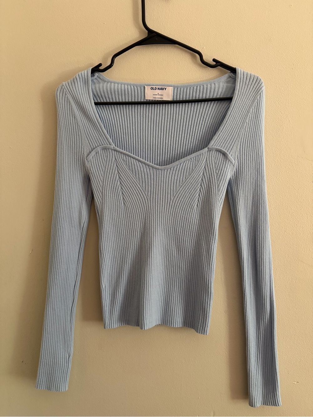Old Navy Fitted Rib-Knit Sweetheart Neck Sweater Blue Small